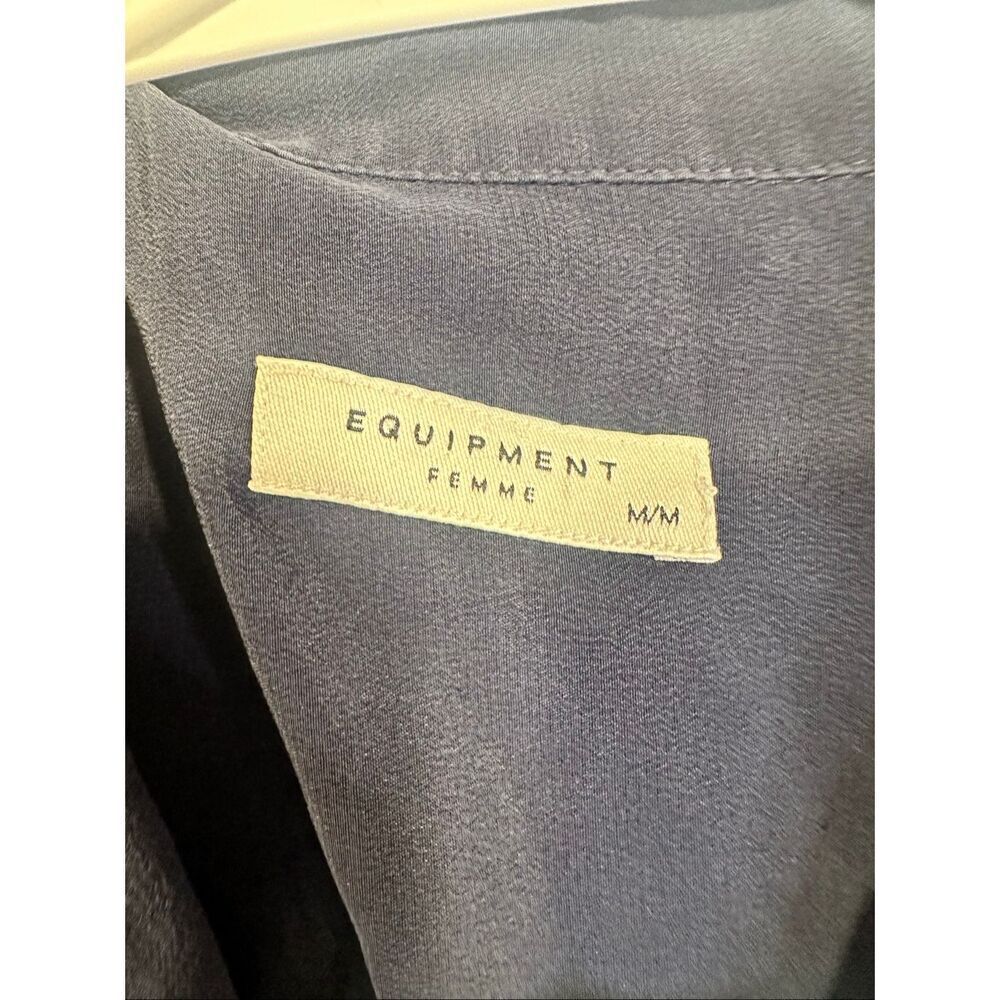 Equipment Navy Button-Down Silk Shirt - Picture 3 of 7